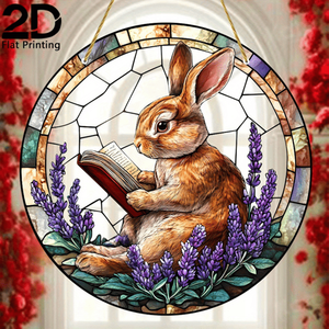 CIFbuy Acrylic Rainbow Suncatcher, simpatico coniglio che legge un libro, prisma acrilico colorato per finestra, decorazione per giardino e casa - Product Image 1