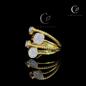 Bague ouverte Caratleaf Luxury plaquée or 18 carats avec diamant de laboratoire |   Bague tendance multi-brins |   Certifié IGI, sur mesure, de qualité supérieure - Product Image 2