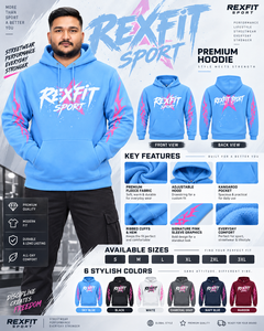 <b>Mens</b> Sky Blue Zipper Hoodie <b>Pink</b> Sleeve Graphic 100% Cotton Winter Heavyweight 370g Fleece Oversized Streetwear <b>Sweatshirt</b> - Product Image 6
