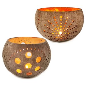 Circular hole coconut shell container for display <b>candles</b> <b>cheap</b> price <b>candle</b> holder stand home decoration - Product Image 1