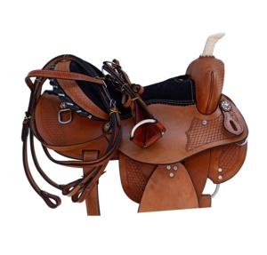 Premium Brown Leather Western Barrel Racing Horse Trail Saddles Tack Set Equipo de equitación duradero Madera Fabricante indio Exportador - Product Image 4