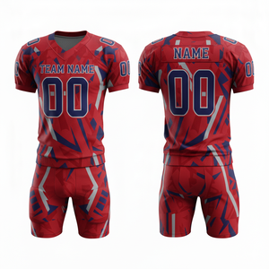 Conjunto de Uniforme de Fútbol Americano Sublimado Personalizable, Camiseta y Pantalones Cortos, 100% Poliéster Transpirable con Posición para Logotipo Frontal - Product Image 1