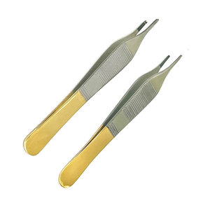 ชุดคีมตัดและคีมจับกระดาษทิชชู Adson 2 ชิ้น ขนาด 4.75 นิ้ว แบบใช้มือ พร้อมหัวทังสเตนคาร์ไบด์ ด้ามจับสีทอง - Product Image 2