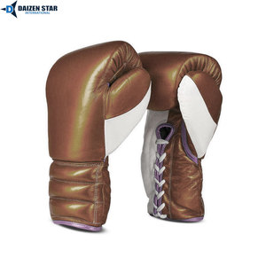 Gants de boxe Daizen Star en cuir à lacets bleus pour adultes, équipement d'entraînement respirant avec support de poignet - Product Image 5