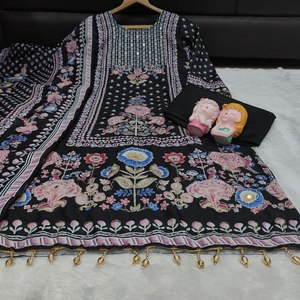 This set is a perfect choice for someone looking for a Royal Black look with a touch of colorful ethnic charm - Product Image 3