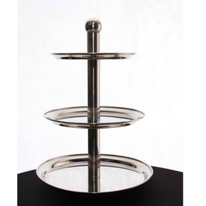 Soporte para Pasteles de Metal con Acabado Níquel Brillante, Estilo Único, Decorativo, para Hoteles y Fiestas de Boda - Product Image 1