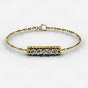 Pulsera de Cadena Mini Barra Personalizada con Zirconia Engastada en Oro de 18k y Plata 925, Joyería Fina Minimalista para Mujer, Superventas - Product Image 1