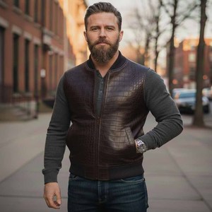 Gilet en cuir respirant à fermeture éclair pour homme, idéal pour les costumes et les tenues de moto - Product Image 3