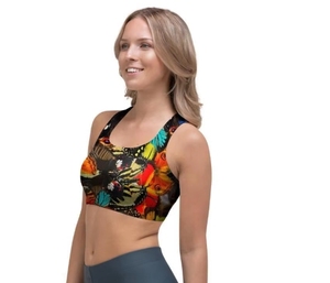 Soutien-gorge de sport dos nageur pour femme avec imprimé papillon, maintien moyen, haut de yoga respirant en Spandex et Polyester sans couture - Product Image 6
