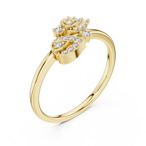 Anillo de Diamantes Cultivados en Laboratorio TWIN WINGS, Oro Amarillo Sólido de 18 Quilates, Chapado en Rodio, Corte Moderno, para Mujer, Boda, Compromiso, Fiesta, Glamour - Product Image 4