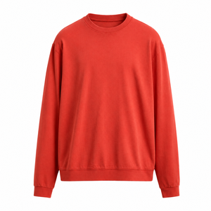 Sweat-shirt à col rond rouge pour homme, coupe classique, couleur unie, tricoté, 100% coton, décontracté, pour le printemps - Product Image 6