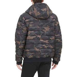 Men's Hooded Insulated Puffer <b>Jacket</b> Canvas Windproof Nylon Shell Breathable Lining Pattern Stand Collar Winter Use - Product Image 2