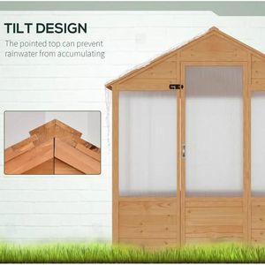 6 'X 4' X 7 'serra In legno naturale con porta In policarbonato serra da giardino all'aperto - Product Image 5