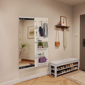 Multifunctional <b>White</b> <b>Full</b>-<b>Length</b> Wall Mounted <b>Mirror</b> 47.6*15.7in Design Panel for Bedroom/Living Room/Entrance <b>Full</b> Body <b>Mirror</b> - Product Image 1