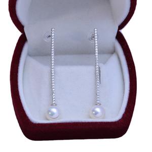 Pendientes de Plata S925 con Perlas Redondas Blancas de Agua Dulce de 7-8 mm, Luz Intensa, Casi Impecables, para Mujer - Product Image 5