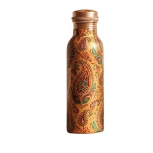 Wholesale Eco-Friendly Printed Copper <b>Water</b> <b>Bottle</b> with Leakproof Cap Elegant Floral Design Ayurveda Fitness <b>Gym</b> Flask - Product Image 4