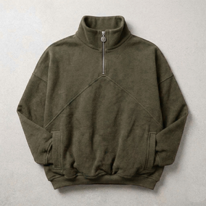 Sudadera Deportiva de Alto Rendimiento, 100% Algodón Felpa, Cuello Alto con Cierre de 1/4, Anti-Pilling, Transpirable, Ecológica, con Logotipo Frontal - Product Image 1