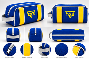 Sac de toilette de voyage personnalisé |   Trousse de toilette bleue pour homme |   Pochette de rangement cosmétique pour salle de bain |   Polyester durable |   Personnalisé - Product Image 5