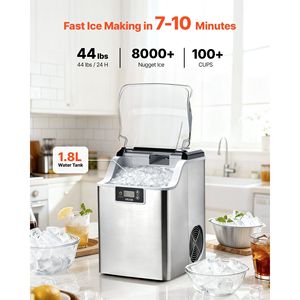 Macchina per il ghiaccio portatile da banco Daily 44 Lbs con funzione autopulente da 4 Lbs, paletta e cestello per la conservazione del ghiaccio, per la produzione di ghiaccio a pepite MA - Product Image 2