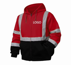 Sweat-shirt de sécurité haute visibilité classe 3 avec poches, réfléchissant, pour travaux de construction, bleu avec bas noir, logo personnalisé - Product Image 5