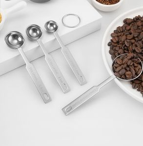 Bold Blossom Modern Stainless Steel <b>Measuring</b> <b>Spoons</b> Set Long Handle 15ml Capacity Engraved Metric Dishwasher Safe Keychain - Product Image 5