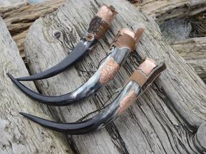 Viking <b>Drinking</b> <b>Horn</b> Eco-Friendly Carved Leather Holder Bridesmaid Groomsmen Wedding Gift by World Craft Impex - Product Image 3