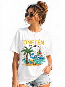 เสื้อยืดผู้หญิงฤดูร้อน ONE TEN Apparels สีกรมท่า ผ้าฝ้ายนุ่ม สวมใส่สบาย แขนสั้น ระบายอากาศได้ดี คุณภาพสูง รับสกรีนโลโก้ตามแบบ - Product Image 2