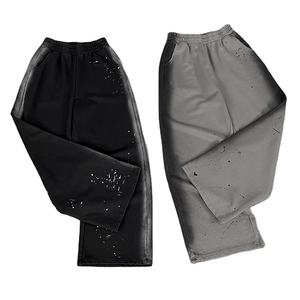 PRO ENTERPRISES Pantalon de survêtement pour homme, style urbain, coupe droite, jambe large, ample et oversize, délavé clair, taille haute élastique, en tissu épais - Product Image 2