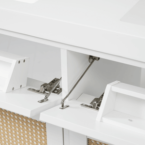 Meuble-lavabo double vasque de 60 pouces avec vasque SMC, 2 plateaux amovibles/tiroirs rabattables, 4 tiroirs souples et grand espace de rangement - Product Image 5