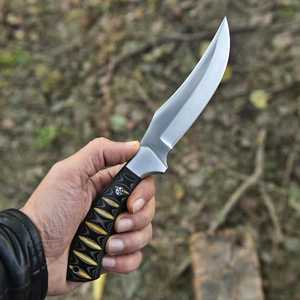 Couteaux à lame fixe forgés à haute dureté, tranchants, à lame pleine, pour la survie, le camping, la randonnée, la chasse au bœuf, avec étui en cuir - Product Image 2