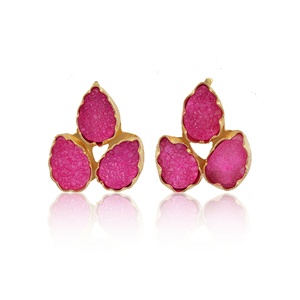 น้ําตาลสีฟ้าธรรมชาติอาเกตอัญมณีดรูซี่ต่างหูสตั๊ดเครื่องประดับอัญมณีดรูซี่สีแดงหลายต่างหูแฟชั่นดรูซี่ของขวัญเครื่องประดับ - Product Image 3