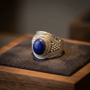 Bohemian 925 Silver <b>Lapis</b> <b>Lazuli</b> <b>Ring</b> Bezel Setting Gemstone Jewelry Unisex Everyday Wear Royal blue <b>lapis</b> <b>lazuli</b> silver <b>Ring</b> - Product Image 6
