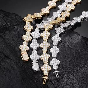 Cadena cruzada unisex de 10 mm con diamantes de moissanita VVS1 hechos a mano, collar de plata de ley 925, elegante para mujeres y hombres, regalo de joyería. - Product Image 4