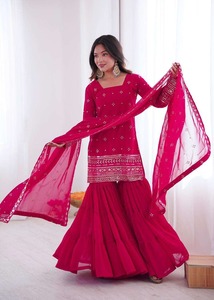 Designer Women's Adult Party Wear Salwar Kameez Set-<b>Top</b> Bottom Dupatta - Product Image 3