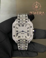 Reloj de Acero Inoxidable con Cristal de Moissanita, Estilo Diamante de Lujo, Movimiento Mecánico, Estilo Hip Hop para Aniversario, Cumpleaños, San Valentín
