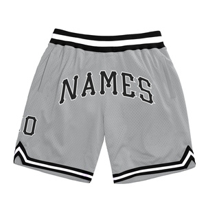 Shorts de basket-ball personnalisés, écologiques, gris, noir et blanc, authentiques et rétro - Product Image 1