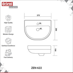 Venta Increíble de Fábrica: Lavabo de Cerámica Suspendido en Pared, Diseño Nuevo, a Buen Precio - Product Image 3