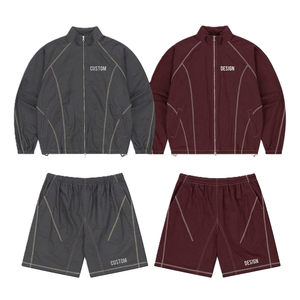 Conjunto de Pantalones Cortos y Chaqueta Deportiva Impermeable de Nailon Ligero con Cierre, Personalizable, a Bajo Precio, para Hombre, Corte Holgado, Estilo Veraniego - Product Image 2