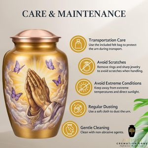 โกศบรรจุอัฐิแบบรักษ์โลก ทนทาน พร้อมลวดลายมืออธิษฐานและผีเสื้อ สามารถปรับแต่งได้ - Product Image 6