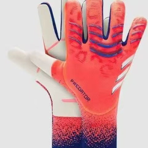 New Football Goalkeeper Gloves Full Finger Non Slip Breathable Adjustable Wrist <b>Strap</b> Unisex Neon Green With Pink And Blue color - Product Image 3