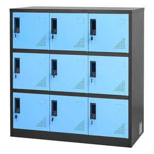 Armadietto Metallico a 9 Ante, Capacità di Carico 66 Libbre, Armadio in Acciaio a 3 Ripiani, Armadietti per Dipendenti con 2 Chiavi, Ogni Porta Chiudibile a Chiave - Product Image 1