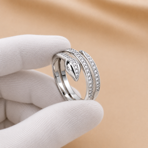 Unisex 18K Plated Yellow Gold Moissanite Snake <b>Ring</b> Round Shape Diamond Double Hoop <b>Adjustable</b> Luxury Jewelry - Product Image 2