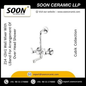 214 2in 1 wall Mixer With L Bend for Arrangement Of Overhead Shower Tap Single Handle Ceramic Valve Core Watermark - Product Image 3