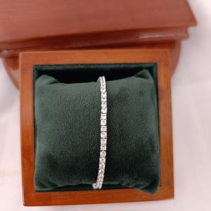 Revalia Pulsera de tenis de plata de ley 925 con diamantes de talla redonda, diseño clásico de eslabones con incrustaciones de piedras, joyería elegante, regalo para mujer - Product Image 1