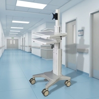 Chariot médical réglable en hauteur Hochey en ABS pour clinique, mobilier hospitalier, chariot mobile pour ordinateur et soins infirmiers