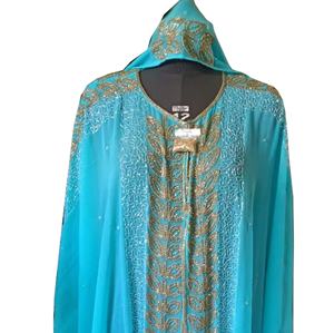 Robe de soirée kimono élégante, brodée de perles et de sequins, taille basse, taille unique, antistatique, longueur ras du sol, coupe trapèze - Product Image 2