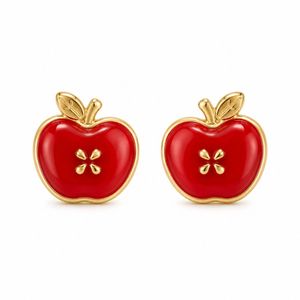 Pendientes de Manzana con Esmalte Rojo Vibrante, Lindos Pendientes de Frutas para Mujer, Joyería para Vacaciones de Verano en la Playa - Product Image 3