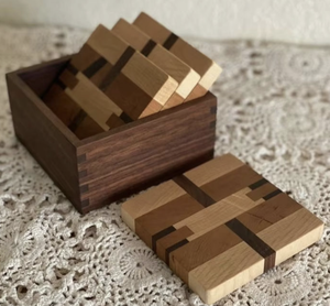 Modern Wooden <b>Square</b> Coasters <b>Set</b> With Non Slip Design For Drink Glasses Mats & Pads made by Tayyab Handicraft - Product Image 6