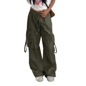 High Quality <b>100</b>% Poly Loose Fit Y2K Parachute Techwear Streetwear Multi-Pocket Baggy Wide Leg Tactical Casual Waterproof Cargo - Product Image 1