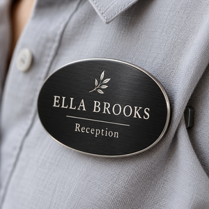 Placa de Identificación Personalizada para Empleados de Hotel, Etiqueta Magnética de Metal con Logotipo Personalizado, Venta al Por Mayor - Product Image 1